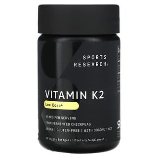 Sports Research, Vitamina K2, Dose Baixa, 45 mcg, 90 Cápsulas Softgel Vegetais