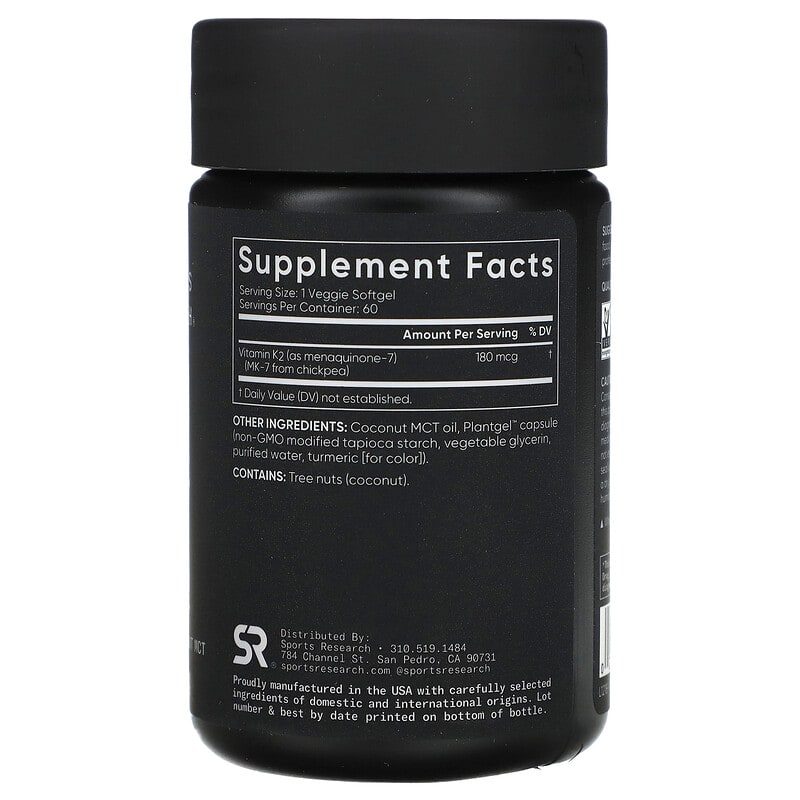 Vitamin K2, 180 mcg, 60 Veggie Softgels