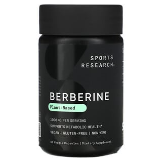 Sports Research, Berberyna, 1000 mg, 60 kapsułek roślinnych (500 mg na kapsułkę)