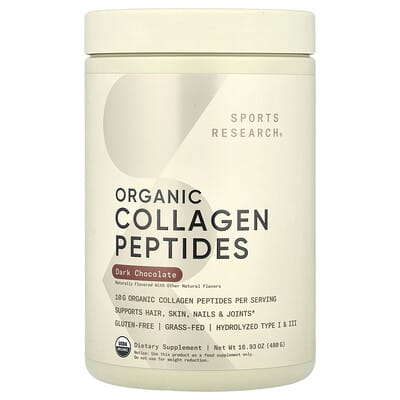 Sports Research, Organic Collagen Peptides, Dark Chocolate Flavor, 16.93 oz (480 g)