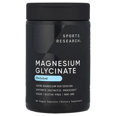 Sports Research, Magnesium Glycinate, 160 mg, 90 Vegetarian Capsules (80 mg per capsule)