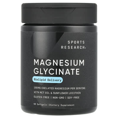 Sports Research, Magnesium Glycinate, 60 Softgels (80 mg each)