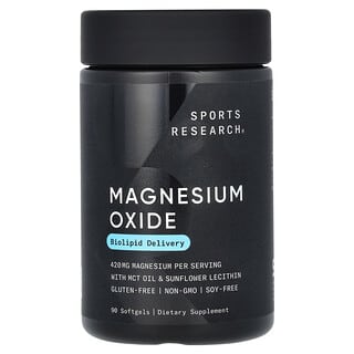 Sports Research, Óxido de Magnésio, 420 mg, 90 Cápsulas Softgel
