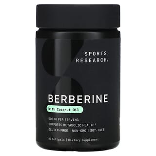 Sports Research, Berberine With Coconut Oil, Berberin mit Kokosnussöl, 500 mg, 90 Weichkapseln