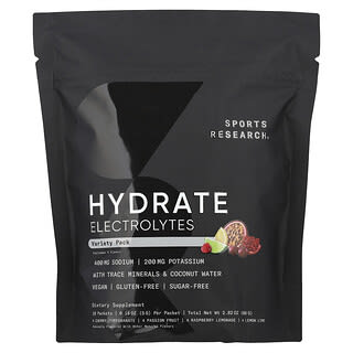 Sports Research, Hydrate Electrolytes, набор с различными добавками, 16 пакетиков по 5 г (0,18 унции)