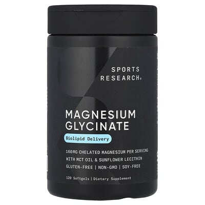 Sports Research, Magnesium Glycinate, 120 Softgels (80 mg each)