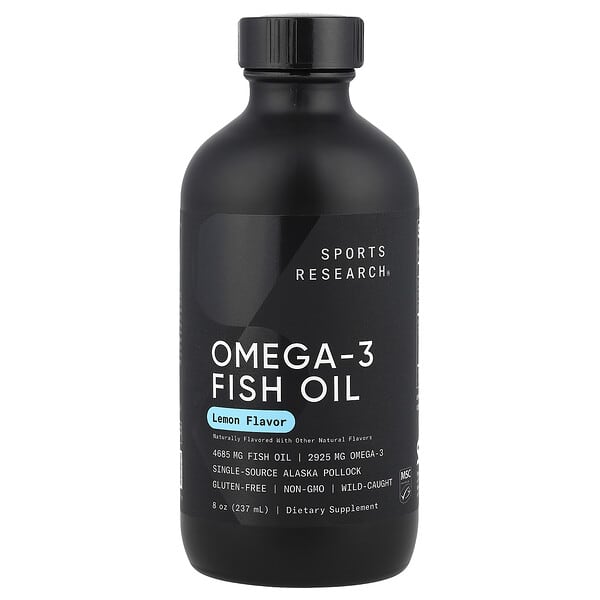 Sports Research, Omega-3 魚油，檸檬味，8 盎司（237 毫升）