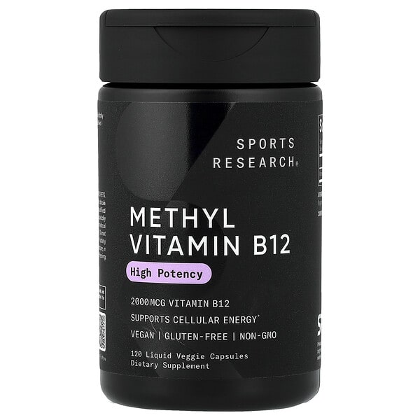 Sports Research Methyl Vitamin B12, 2,000 mcg, 120 Liquid Veggie Capsules
