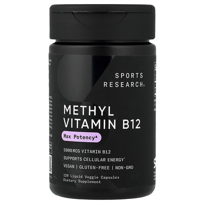Sports Research, Methyl Vitamin B12, 5,000 mcg, 120 Liquid Vegetarian Capsules
