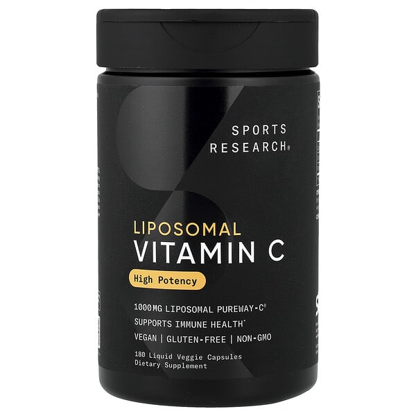 Sports Research Liposomal Vitamin C, 180 Liquid Veggie Capsules (333 mg per Capsule)
