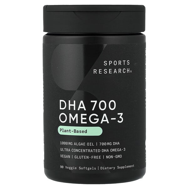 Sports Research, DHA 700 Omega-3, Plant-Based, 90 Veggie Soft gels