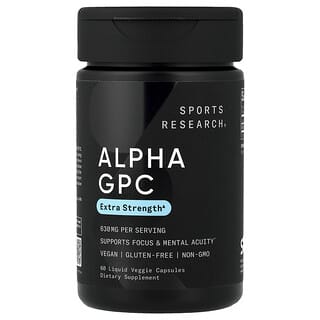 Sports Research, Alpha GPC, 60 Liquid Veggie Capsules (315 mg per Capsule)