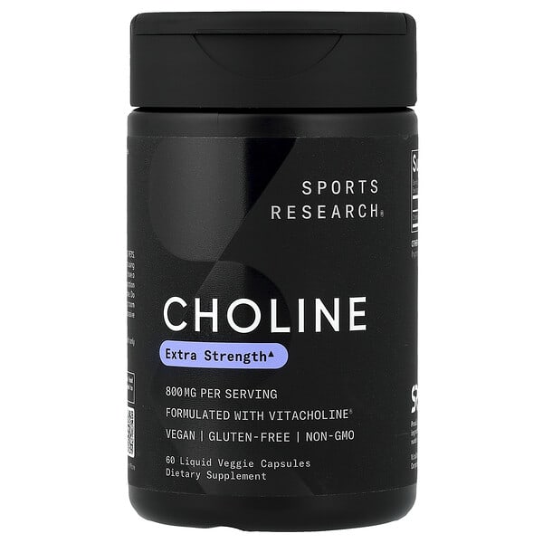 Sports Research Choline, 60 Liquid Veggie Capsules (400 mg per Capsule)