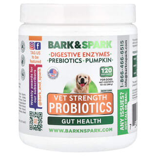 Bark&Spark, Vet Strength Probiotics, за кучета, бекон, 120 меки дъвки, 10,1 унции (288 g)