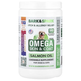 بارك أند سبارك‏, Omega Skin & Co ، زيت السلمون ، للكلاب والقطط ، دجاج ، 180 قطعة مضغ طرية ، 18 أونصة (513 جم)