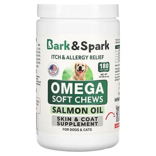 Bark&Spark, Omega Soft masticabili, olio di salmone, per cani e gatti, 180 compresse masticabili morbide, 513 g