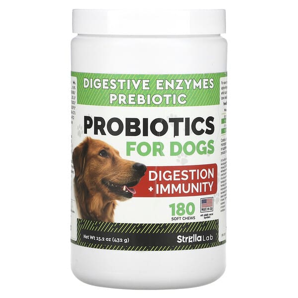 StrellaLab, Köpekler İçin Probiyotikler, 180 Yumuşak Çiğneme, (15,2 oz (432 g)
