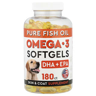 StrellaLab, Pure Fish Oil，Omega-3 軟膠囊，狗用，180 粒軟膠囊