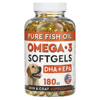 StrellaLab, Pure Fish Oil, Omega-3 Softgels, For Dogs, 180 Softgels