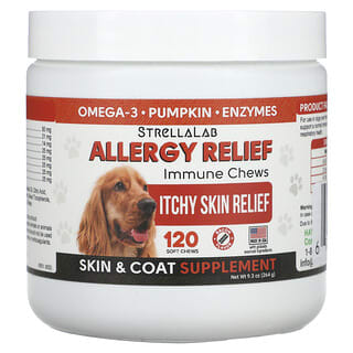 StrellaLab, Allergy Relief, жевательная добавка для поддержки иммунитета, для собак, со вкусом бекона, 120 жевательных таблеток, 264 г (9,3 унции)