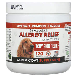 StrellaLab, Allergy Relief（アレルギーリリーフ）、Immune Chews（イミューンチュアブル）、犬用、ピーナッツバター、ソフトチュアブル120粒、264g（9.3オンス）