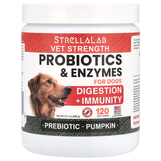 StrellaLab, Probiotics & Enzymes, For Dogs, Bacon, 120 Soft Chews, 10.1 o (288 g)