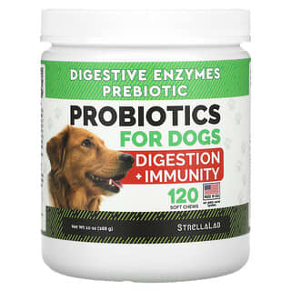 StrellaLab, Probióticos, Digestão + Imunidade, Para Cães, 120 Cápsulas Mastigáveis, 288 g (10 oz)