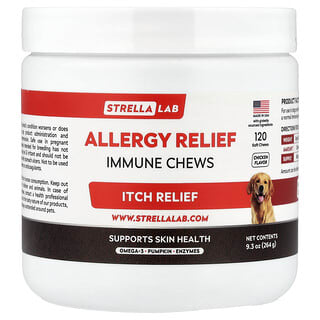 StrellaLab (스트렐라랩), Allergy Relief, 이뮨 츄, 반려견용, 소프트 츄 120개, 264g(9.3oz)