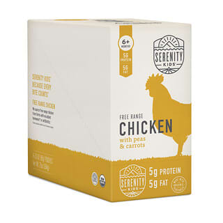 Serenity Kids, Free Range Chicken with Peas & Carrots, 6+ Months, 6 Pouches, 3.5 oz (99 g) Each