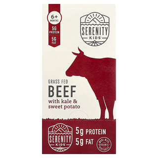Serenity Kids, Bœuf de pâturage accompagné de chou frisé et de patate douce, 6 mois et plus, 6 gourdes, 99 g pièce