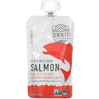 Serenity Kids, Salmón con calabaza moscada y remolacha orgánicas, 6 meses en adelante, 99 g (3,5 oz)