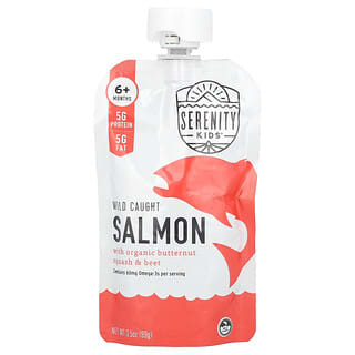 Serenity Kids, Salmon dengan Labu Madu & Bit Organik, 6+ Bulan, 99 g (3,5 ons)