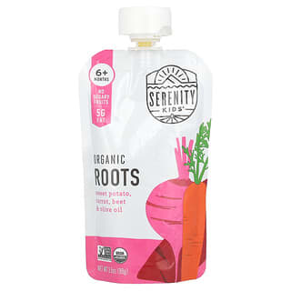 Serenity Kids, Organic Roots, для детей от 6 месяцев, батат, морковь, свекла и оливковое масло, 99 г (3,5 унции)