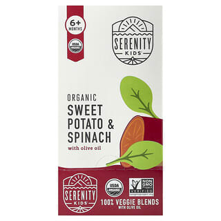 Serenity Kids, Organic Baby Food, 6+ Months, Sweet Potato & Spinach with Olive Oil, 6 Pouches, 3.5 oz (99 g) Each