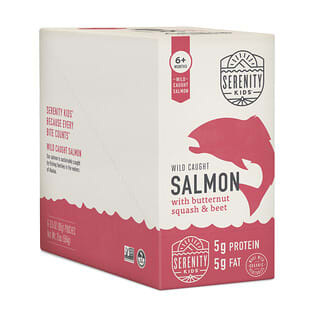 Serenity Kids, Wild Caught Salmon with Butternut Squash & Beet, 6+ Months, 6 Pouches, 3.5 oz (99 g) Each