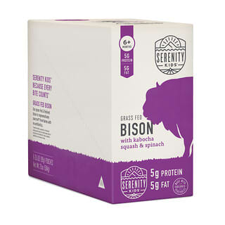 Serenity Kids, Grass Fed Bison with Kabocha Squash & Spinach, 6+ Months, 6 Pouches, 3.5 oz (99 g) Each