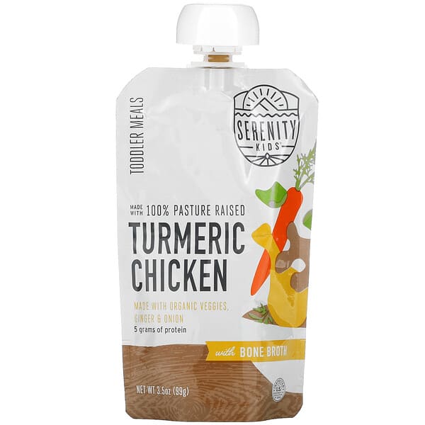 Serenity Kids, Toddler Meals, 100% Pasture Raised Turmeric Chicken with Organic Veggies, Ginger & Onion, 3.5 oz (99 g)