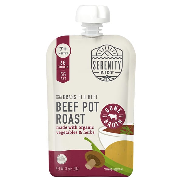 Serenity Kids, 비프 팟 로스트, 유기농 채소 및 허브 함유, 7개월 이상, 99g(3.5oz)