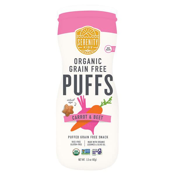 Serenity Kids, 유기농 곡물 무함유 퍼프, 당근 및 비트, 42g(1.5oz)