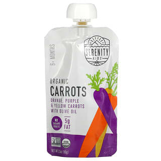 Serenity Kids, Organic Carrots, Orange, Purple & Yellow Carrots with Olive Oil, 6+ Months, 3.5 oz (99 g)