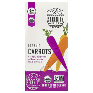 Serenity Kids, Organic Carrots, Orange, Purple & Yellow Carrots with Olive Oil, 6+ Months, 6 Pouches, 3.5 oz (99g ) Each