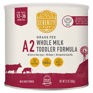 Serenity Kids, A2 Grass Fed Volle Melk Peutervoeding, Voor Peuters van 12-36 Maanden, 21 oz (595 g)