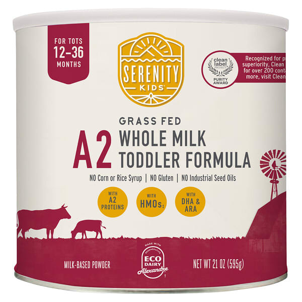 Serenity Kids, A2, 목초 사육 전유 유아용 포뮬라, 12~36개월 영유아용, 595g(21oz)