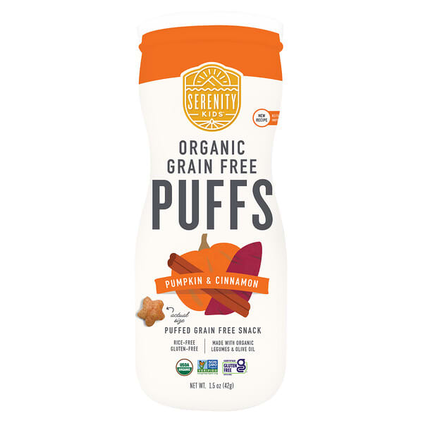 Serenity Kids, 유기농 곡물 무함유 퍼프, 호박 및 계피, 42g(1.5oz)