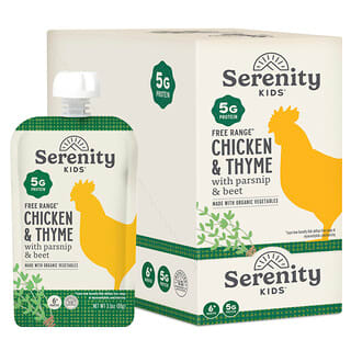 Serenity Kids, Free Range Chicken + Thyme with Parsnip & Beet, 6+ Months, 6 Pouches, 3.5 oz (99 g) Each
