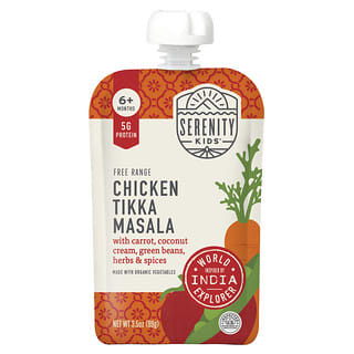 Serenity Kids, Tikka masala z kurczakiem z marchewką, kremem kokosowym, fasolką szparagową, ziołami i przyprawami, powyżej 6 miesięcy, 99 g