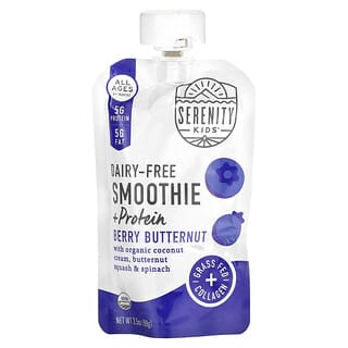 Serenity Kids, Smoothie sans produits laitiers + Protéines, Pour tous les enfants de 6 mois et plus, Baies et butternut, 99 g