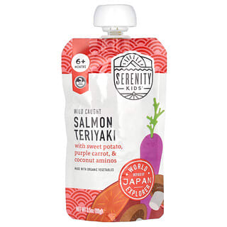 Serenity Kids, лосось терияки с бататом, фиолетовой морковью и аминокислотами из кокоса, для детей от 6 месяцев, 99 г (3,5 унции)