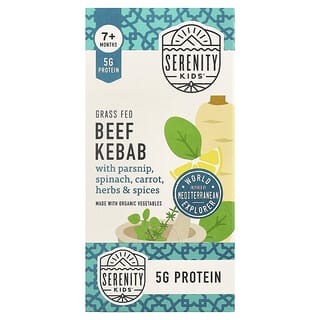 Serenity Kids, Grass Fed Beef Kebab with Parsnip, Spinach, Carrot, Herbs & Spices, 7+ Months, 6 Pouches, 3.5 oz (99 g) Each