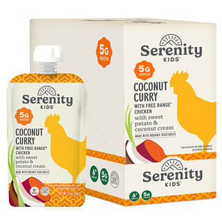 Serenity Kids, Coconut Curry with Freilandhuhn, ab 6 Monaten, 6 Beutel, je 99 g (3,5 oz.).